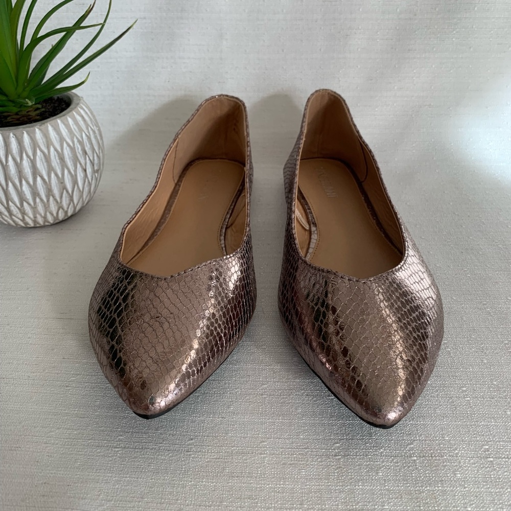 Lane Bryant Snake Texture Pewter Metallic Pointed Toe Flats Woman’s 10W - Picture 6 of 12